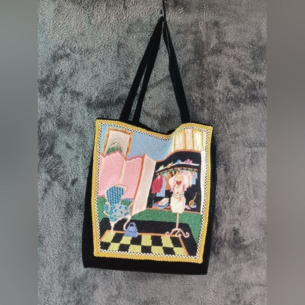 Upholstered Tapestry Crushed Velevt Fabric Bag